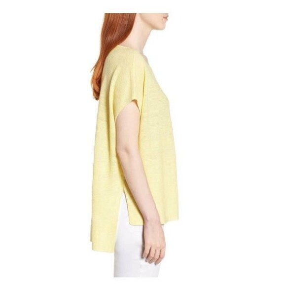 Eileen Fisher Tops - Eileen Fisher Tunic Top Yarrow Yellow Bateau Neck Hi-Lo Linen Melange Size XS